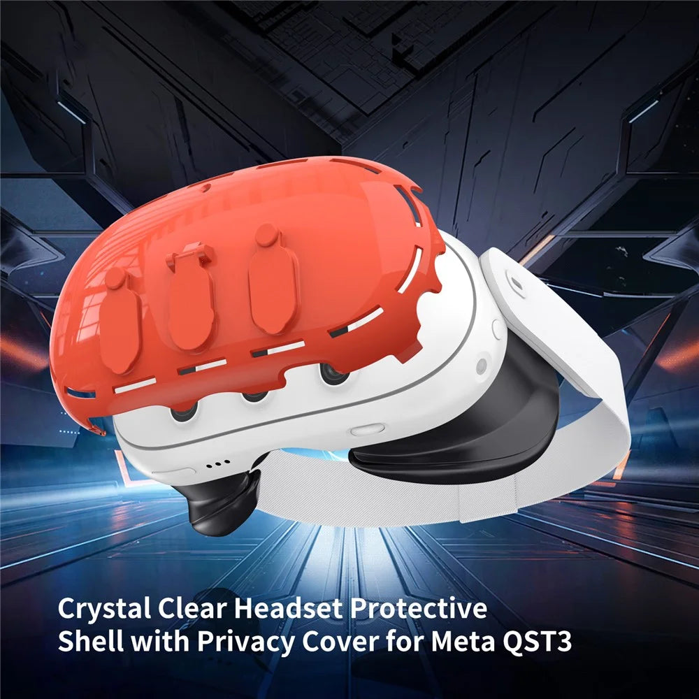 JYS JYS-MQ012 For Meta Quest 3 VR Case Headset Accessories Clear PC Cover Camera Lens Protector - Transparent Blue - 5