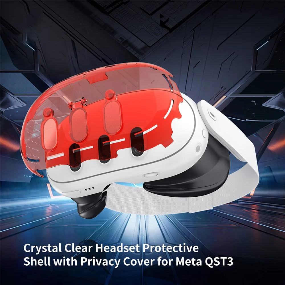 JYS JYS-MQ012 For Meta Quest 3 VR Case Headset Accessories Clear PC Cover Camera Lens Protector - Transparent Blue - 7