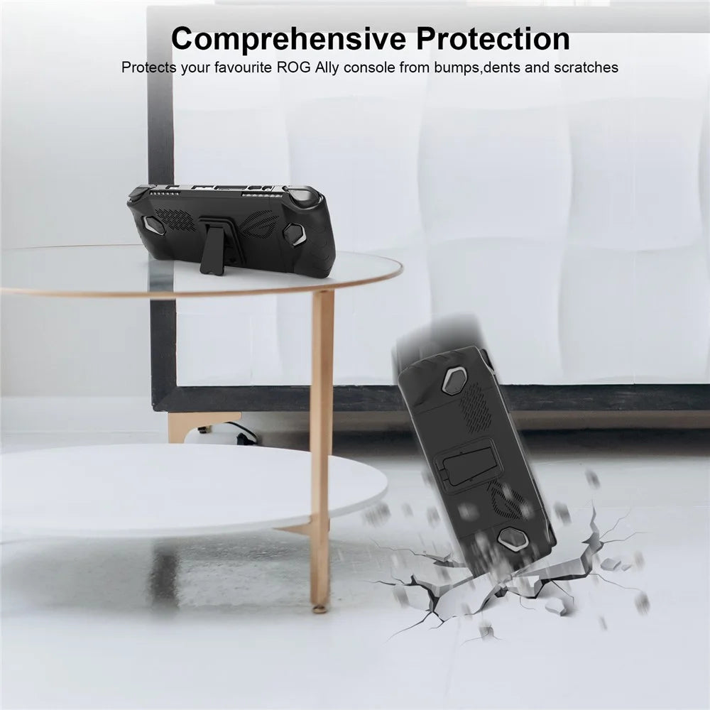 JYS JYS-RA008 For ASUS ROG Ally TPU Protection Case Anti-Slip Game Console Sleeve with Back Bracket Stand - Black - 2