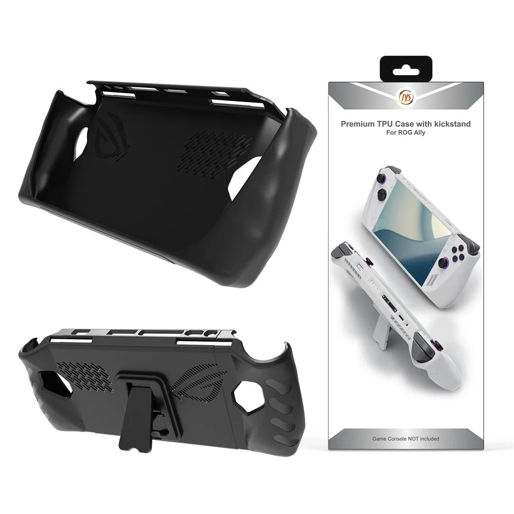 JYS JYS-RA008 For ASUS ROG Ally TPU Protection Case Anti-Slip Game Console Sleeve with Back Bracket Stand - Black - 5