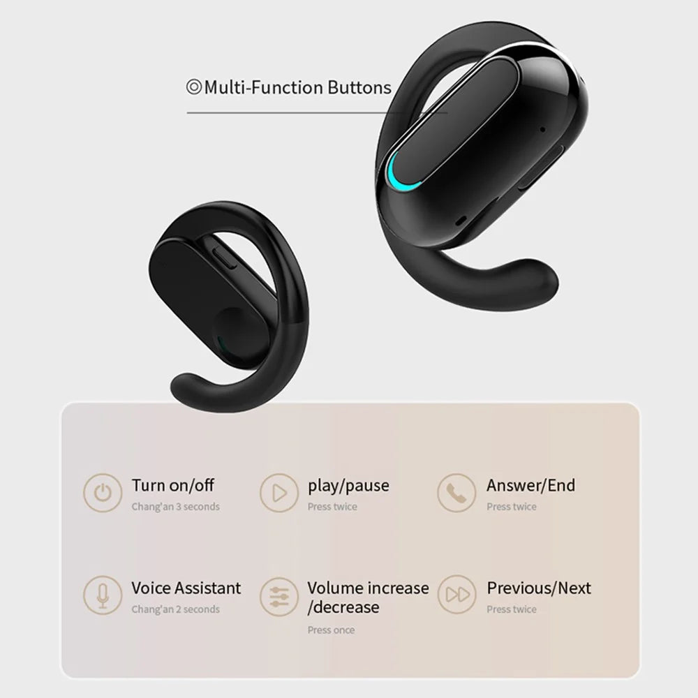 M-F9 Single Ear Wireless Bluetooth-compatible 5.3 Earhook Headset Sports Running Music Earphone - Black - 6