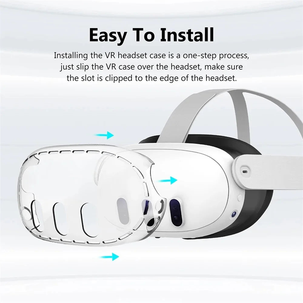 PC Case for Meta Quest 3 VR Headset with 3Pcs Tempered Glass Lens Film - 4