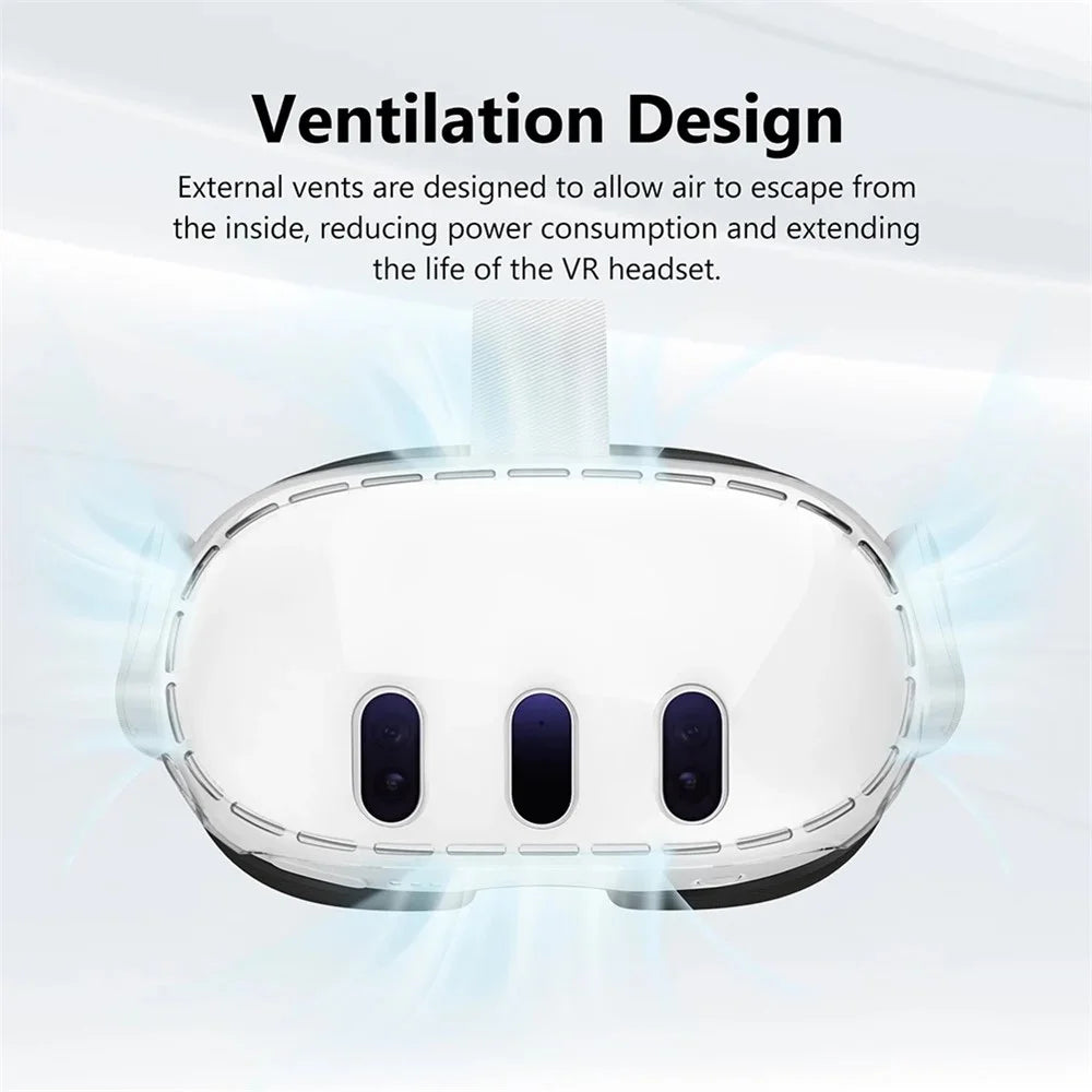 PC Case for Meta Quest 3 VR Headset with 3Pcs Tempered Glass Lens Film - 5