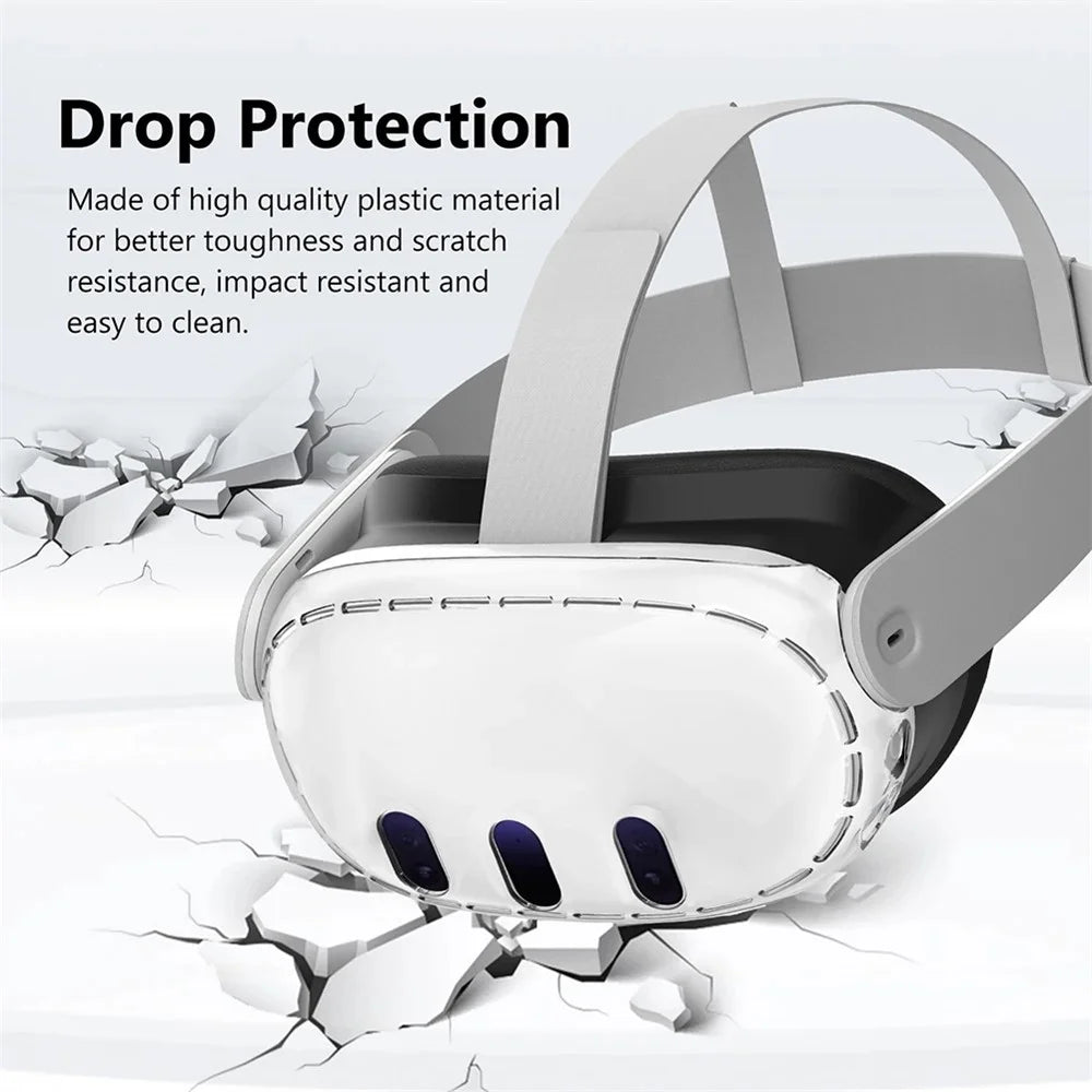 PC Case for Meta Quest 3 VR Headset with 3Pcs Tempered Glass Lens Film - 6