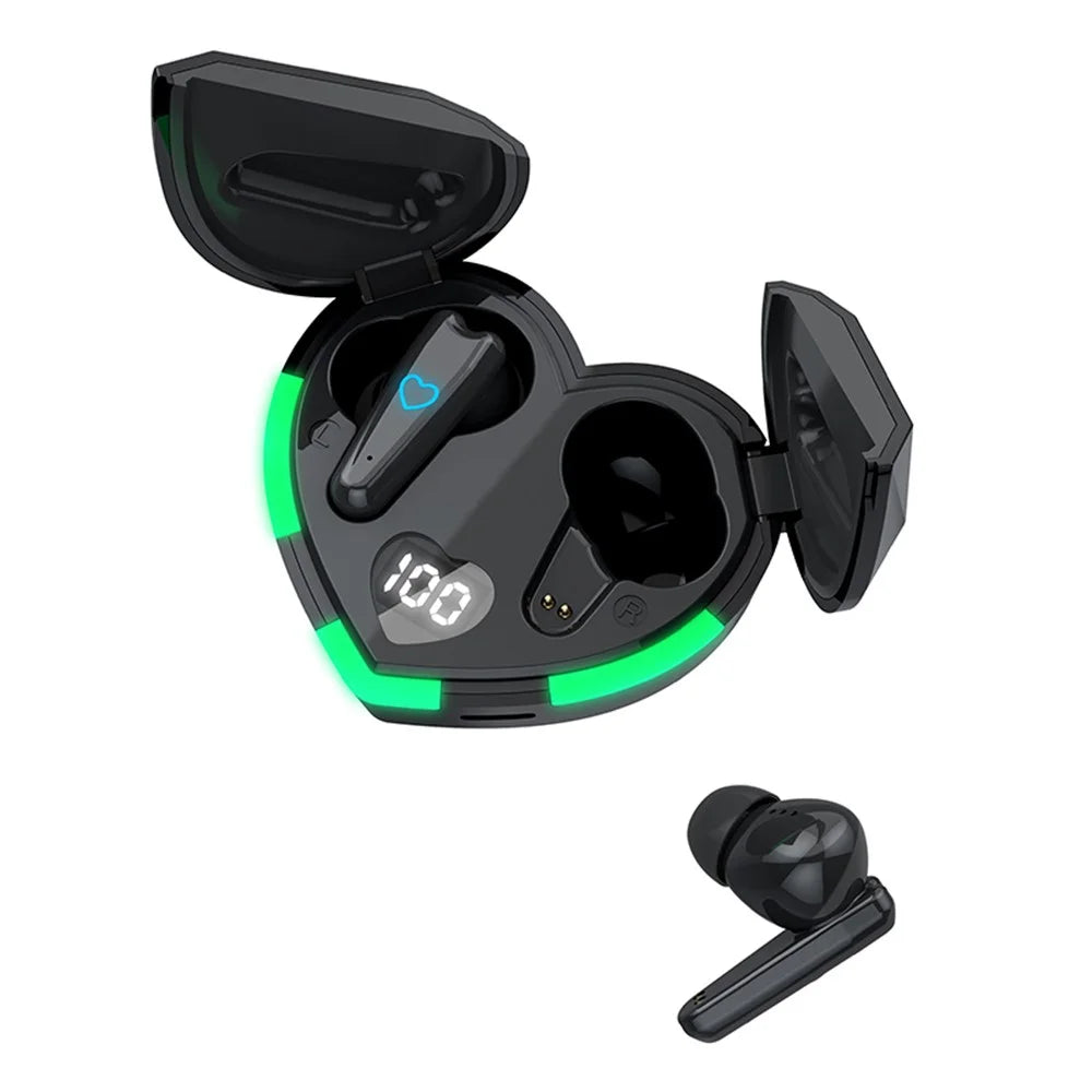 i6S Digital Display Bluetooth-compatible 5.3 TWS Earphones + Heart Shape Charging Case  - Black - 2