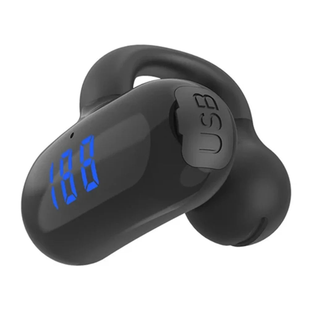 F20 Bluetooth-compatible Ear Clip Earphone Digital Display Wireless Music Headset - Black - 1