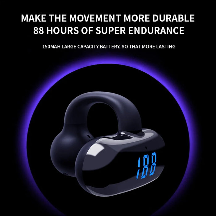 F20 Bluetooth-compatible Ear Clip Earphone Digital Display Wireless Music Headset - Black - 2