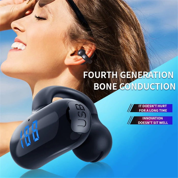 F20 Bluetooth-compatible Ear Clip Earphone Digital Display Wireless Music Headset - Black - 3