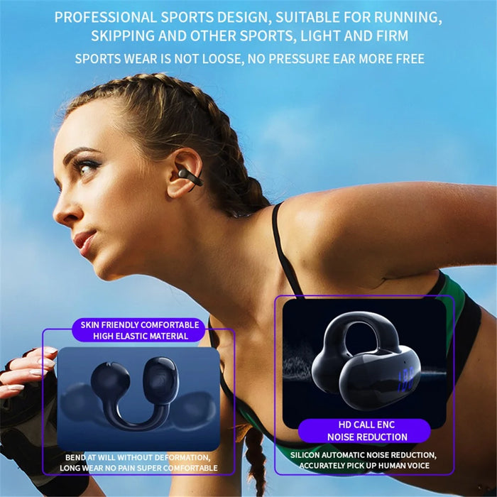 F20 Bluetooth-compatible Ear Clip Earphone Digital Display Wireless Music Headset - Black - 6