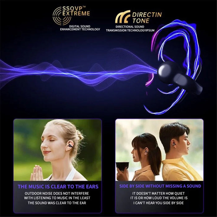 F20 Bluetooth-compatible Ear Clip Earphone Digital Display Wireless Music Headset - Black - 7