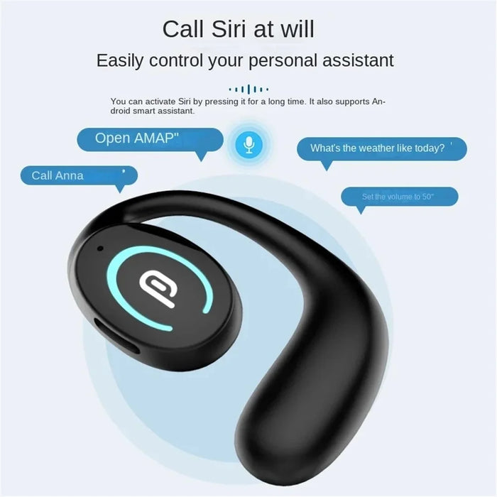 K9 Single Ear Bluetooth-compatible 5.3 Earhook Headset Bone Conduction Music Earphone - Black - 6