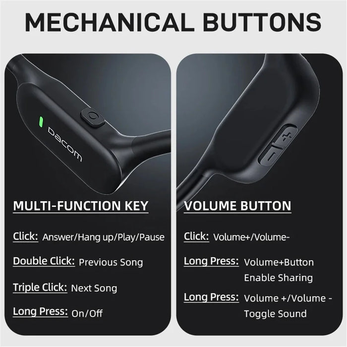 DACOM E80 Bone Conduction Headphone Wireless Bluetooth-compatible 5.3 Earphone - Black - 3