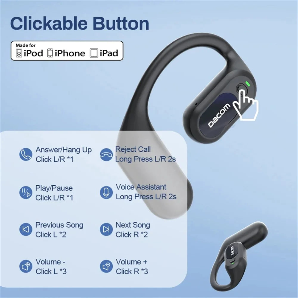DACOM G136 FreeBeats TWS IPX7 Bluetooth-compatible Earphone Open Ear Music Headset - Black - 3