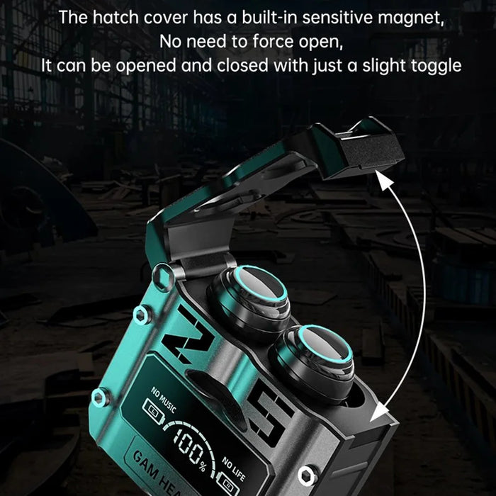 M25 Mecha Design Bluetooth-compatible Earphone Digital Display TWS Gaming Wireless In-ear Headset - Black - 4