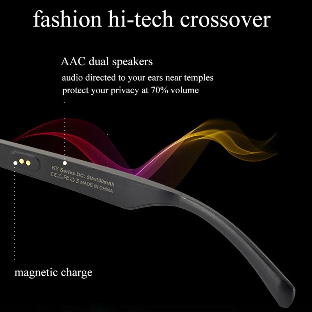 TWS Wireless Bluetooth-compatible Headphone Smart Glasses Headset Sunglasses - KY02B Gold - 2