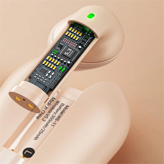 WEKOME WS-11 LITTOY Series Wireless Earbuds Bluetooth-compatible 5.3 Stereo Earphones - Beige - 4