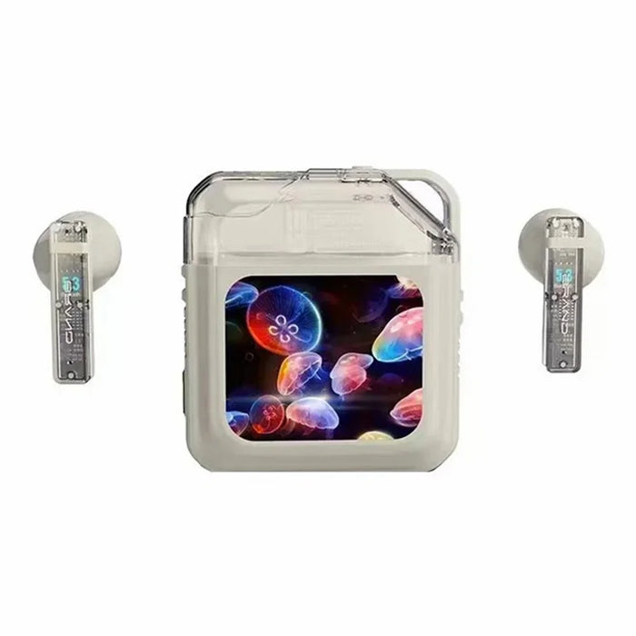 S10 Semi-in-ear Bluetooth-compatible Earphones with LED Full Color Touch Screen Charging Case, English Version - Beige - 1