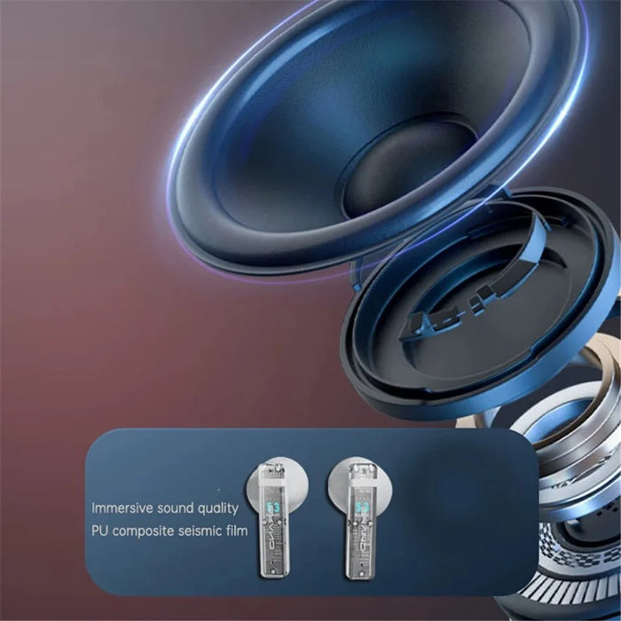 S10 Semi-in-ear Bluetooth-compatible Earphones with LED Full Color Touch Screen Charging Case, English Version - Beige - 6