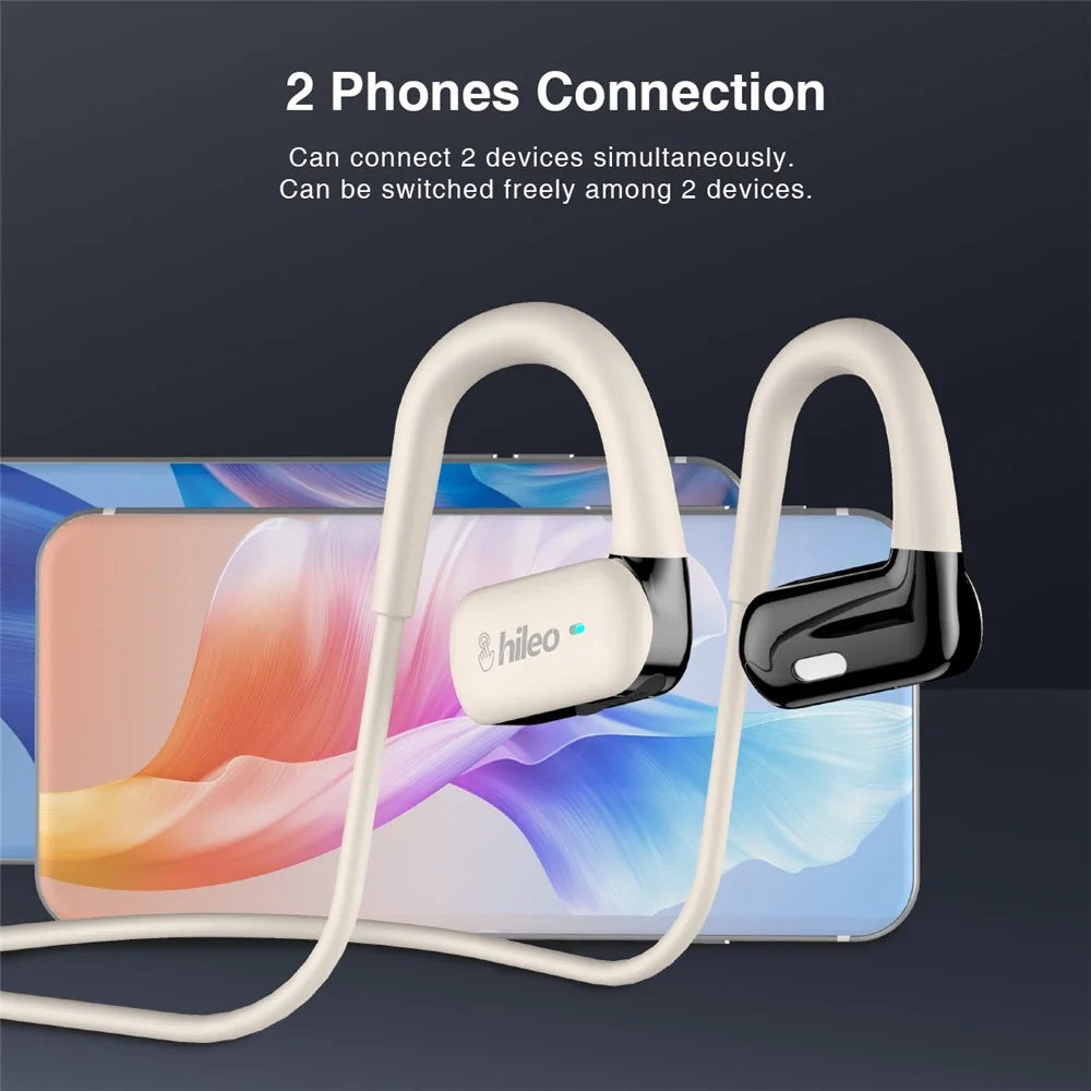 HILEO Hi77 Air Conduction Open Ear Bluetooth-compatible Headphones Sports Wireless Earphones - White - 6