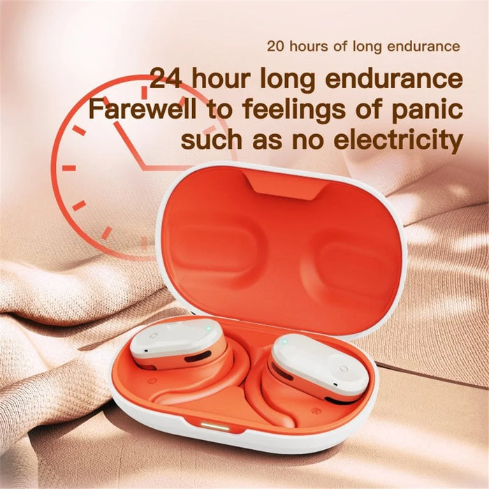 Q2 OWS Bluetooth-compatible 5.3 Earphone Bone Conduction Ear Hanging Stereo Music Headset - White+Orange - 4