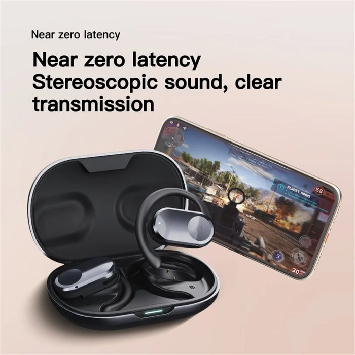 Q2 OWS Bluetooth-compatible 5.3 Earphone Bone Conduction Ear Hanging Stereo Music Headset - White+Orange - 6