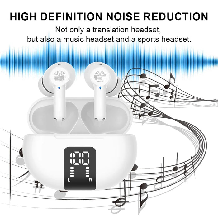 M10 Multiple Languages Translation Earphones Wireless Bluetooth-compatible Smart Voice Translator Headset - White - 6