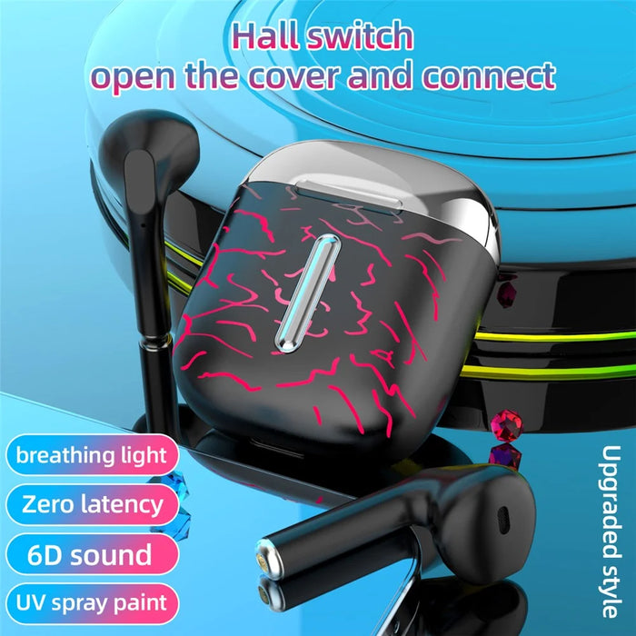 T19 TWS Bluetooth-compatible Earphones with RGB Breathing Light Wireless Gaming Headphones - Black - 2