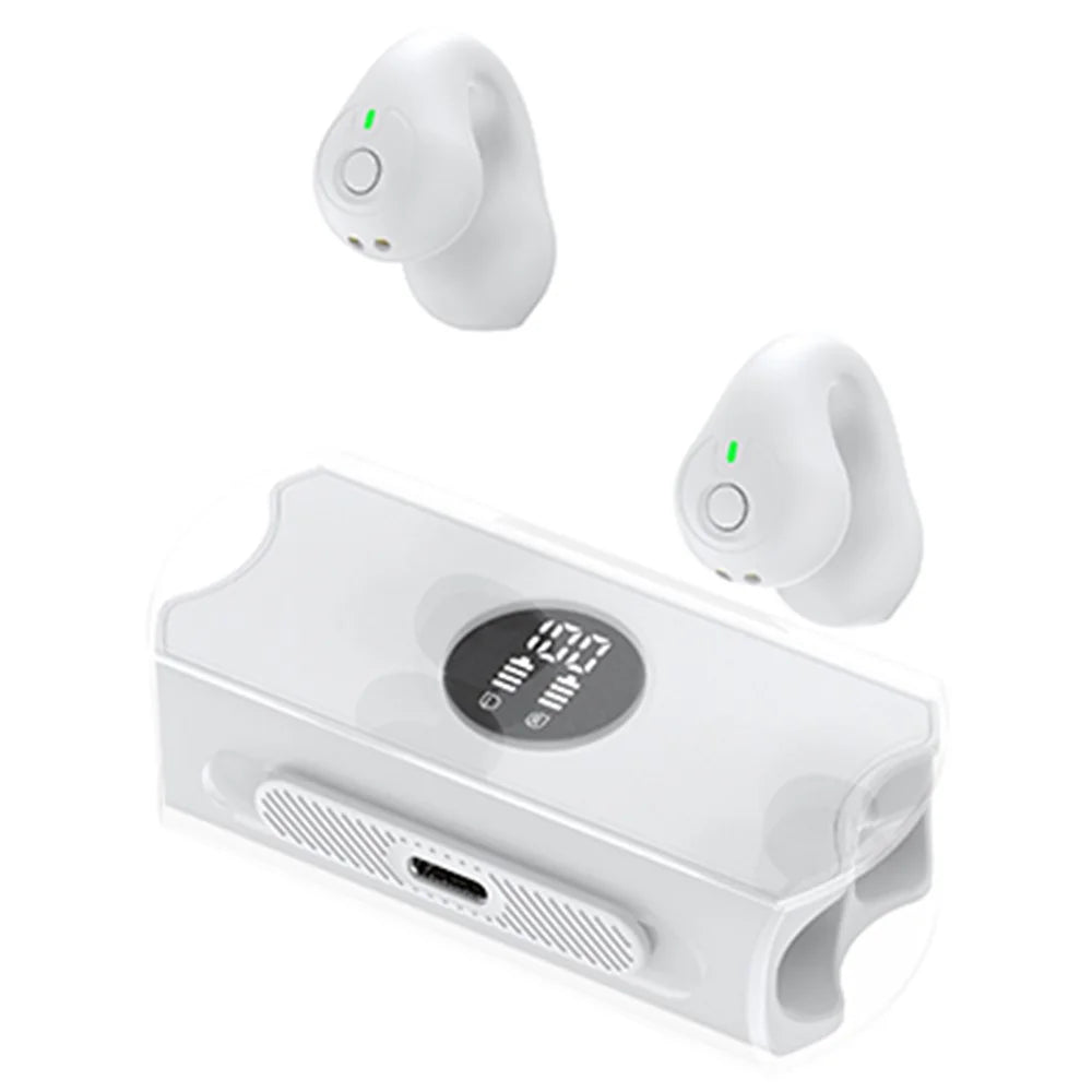 R19 Open Ear Clip-On Headphone Bluetooth-compatible Wireless Headset Sport Running Earphone - White - 2