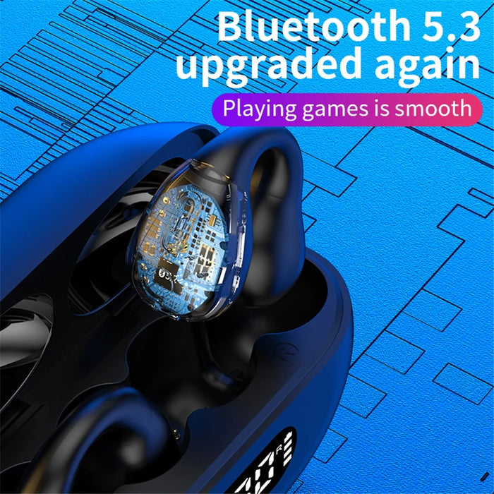 R15 Bluetooth-compatible 5.3 Ear Clip HiFi Earphone Touch Control Music Gaming Headset - Black - 4