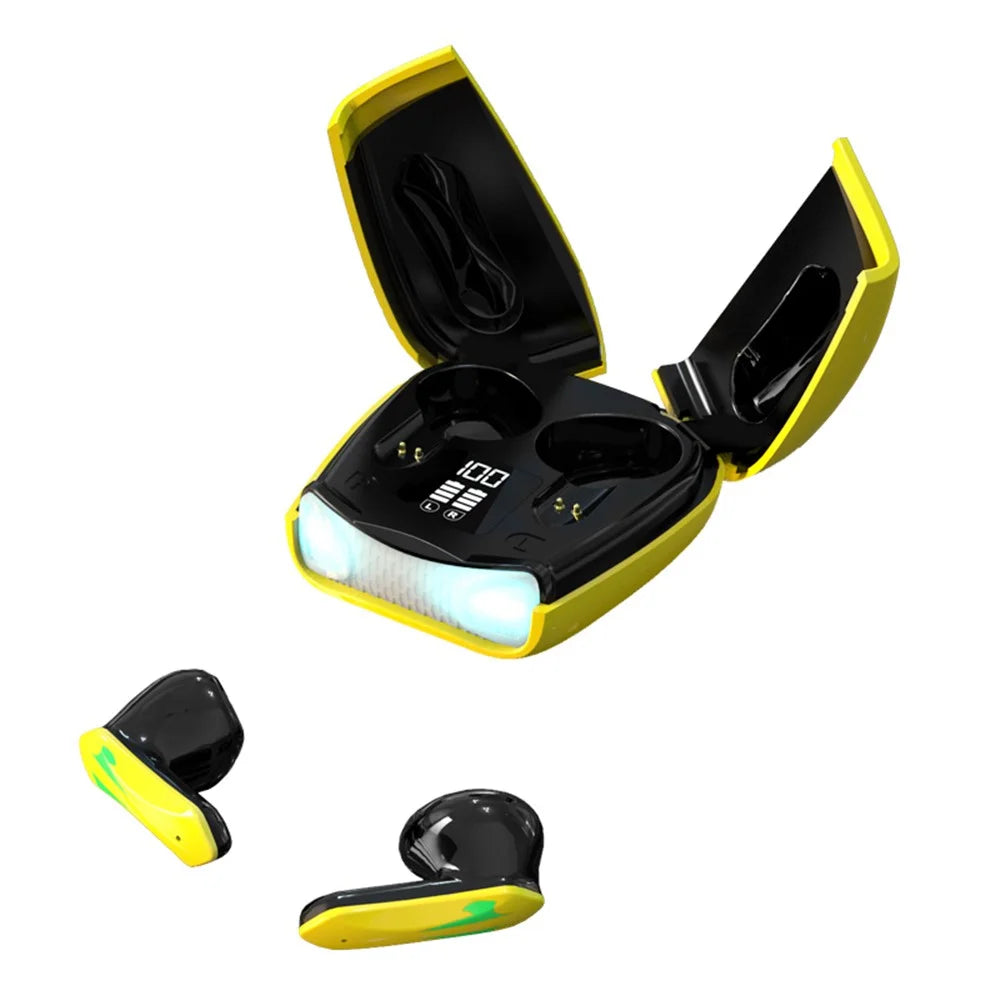 X16PRO TWS Bluetooth-compatible Earphone Music Gaming Headset with Scissors Shaped Door Charging Case - Yellow - 1