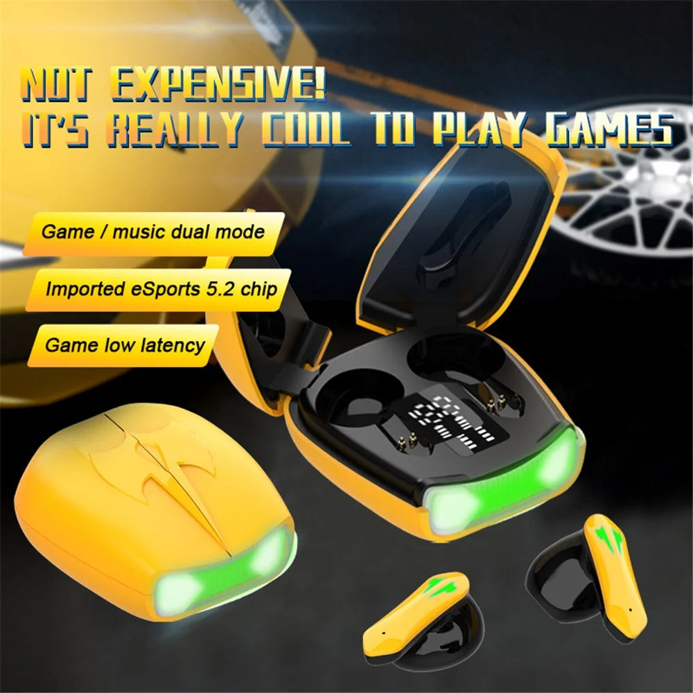 X16PRO TWS Bluetooth-compatible Earphone Music Gaming Headset with Scissors Shaped Door Charging Case - Yellow - 5