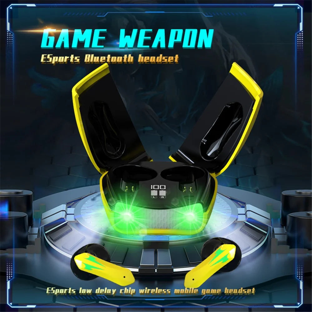 X16PRO TWS Bluetooth-compatible Earphone Music Gaming Headset with Scissors Shaped Door Charging Case - Yellow - 6