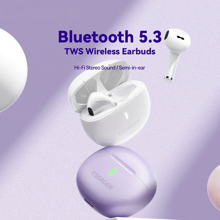 ESSAGER TWS Bluetooth-compatible Earphone HiFi Stereo Sound HD Calling Wireless Headset - Purple - 2