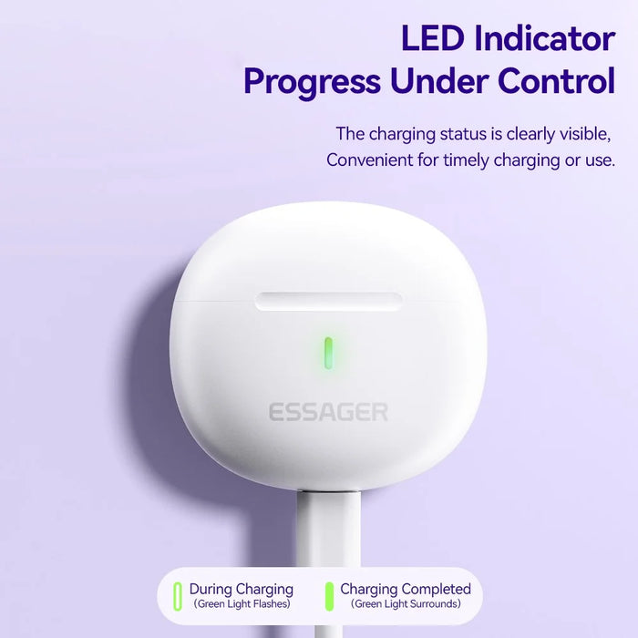 ESSAGER TWS Bluetooth-compatible Earphone HiFi Stereo Sound HD Calling Wireless Headset - Purple - 6