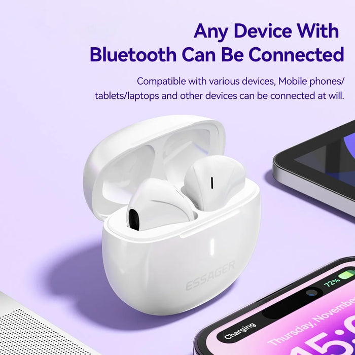 ESSAGER TWS Bluetooth-compatible Earphone HiFi Stereo Sound HD Calling Wireless Headset - Purple - 7