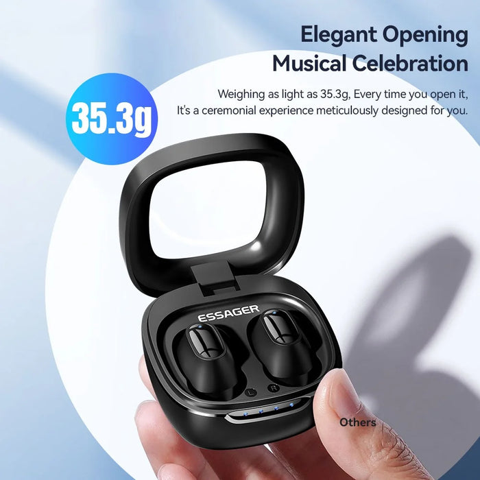 ESSAGER HiFi Stereo Sound In-ear Wireless Headphones Bluetooth-compatible 5.3 TWS Earphones - Black - 4