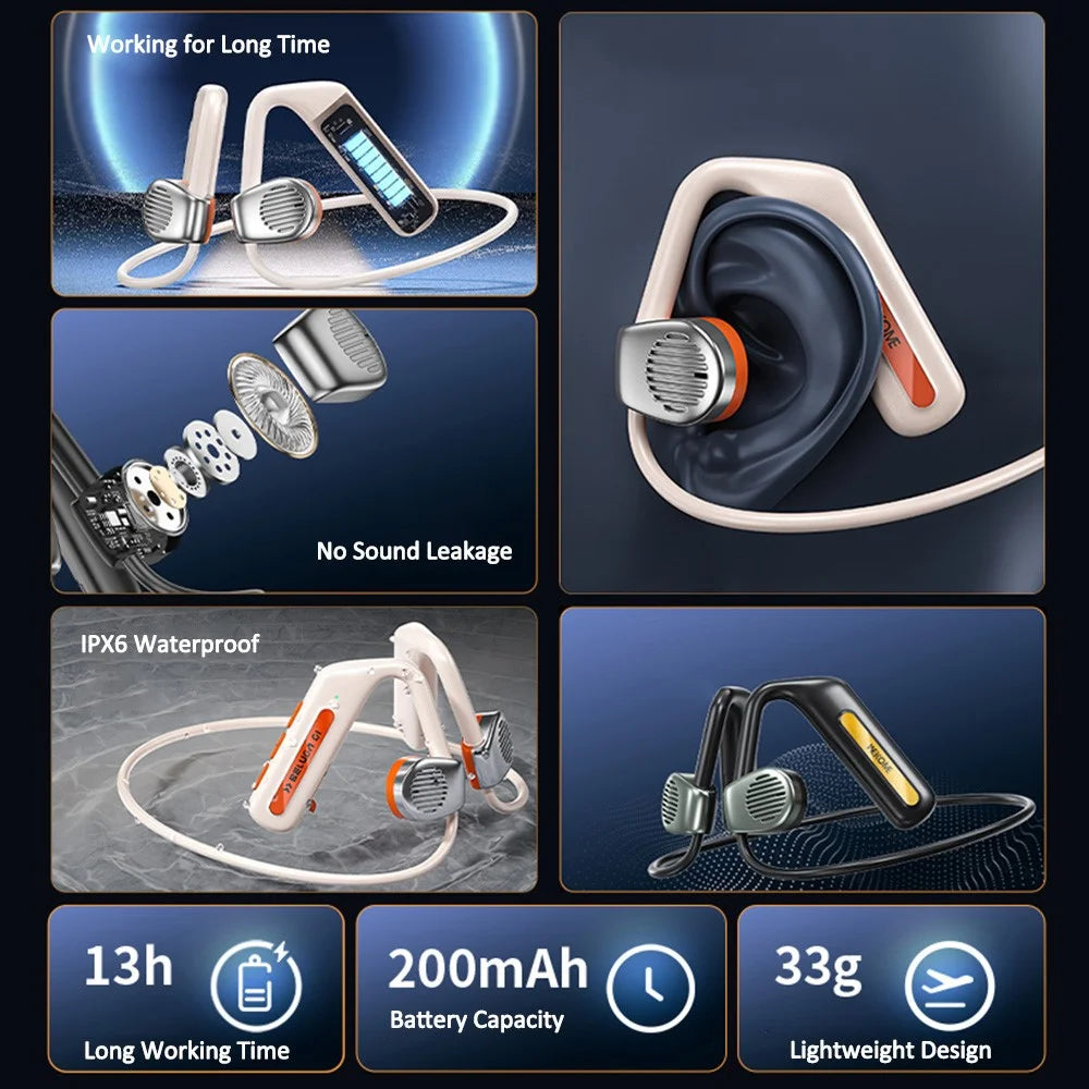 WEKOME Beluga G1 ENC Noise Reduction Bluetooth-compatible Headphones Open Ear Wireless Neckband Earphone - Orange - 3