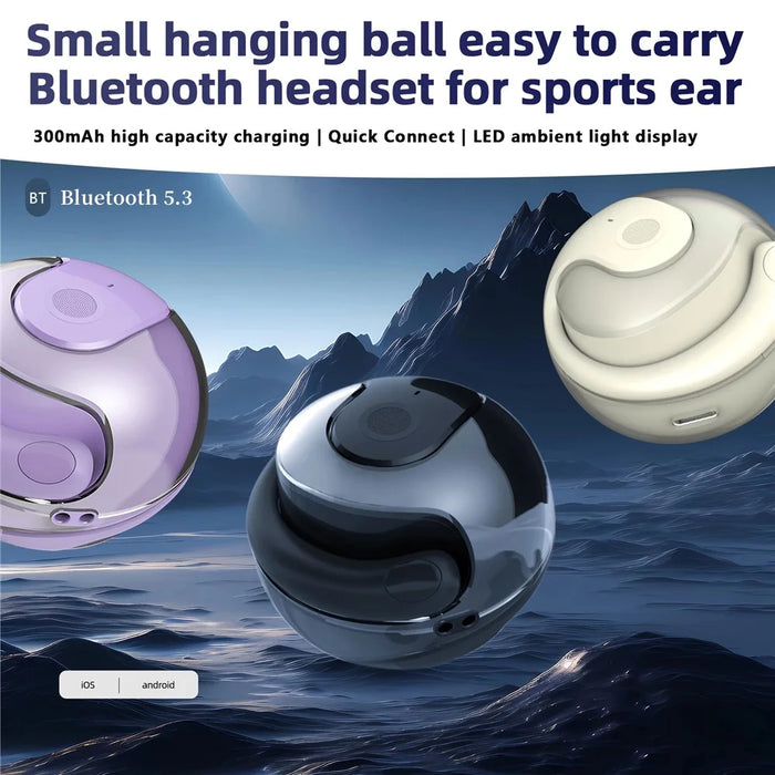Coconut Ball Design TWS Bluetooth-compatible Earphone Bone Conduction Ear Hanging Stereo Music Headset - Purple - 4