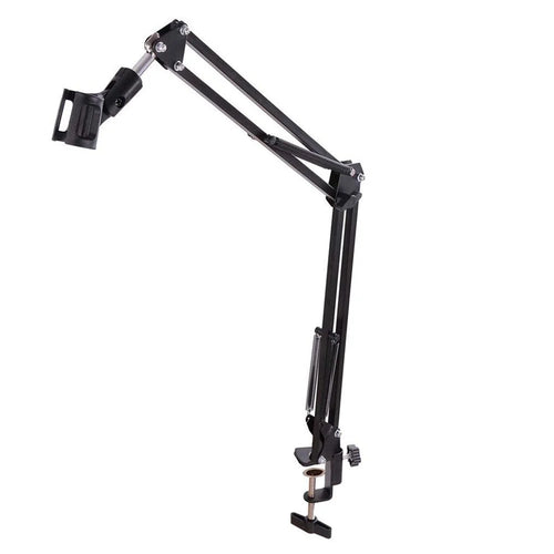 Extendable Recording Microphone Holder Suspension Boom Scissor Arm Stand with Mic Clip Table Mounting Clamp - 1