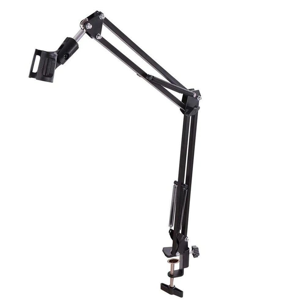 Extendable Recording Microphone Holder Suspension Boom Scissor Arm Stand with Mic Clip Table Mounting Clamp - 1