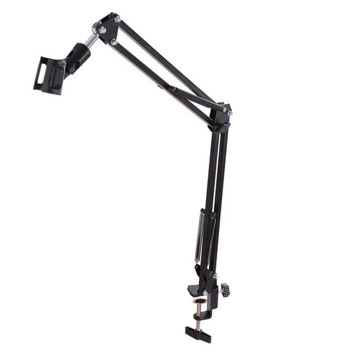 Extendable Recording Microphone Holder Suspension Boom Scissor Arm Stand with Mic Clip Table Mounting Clamp - 1
