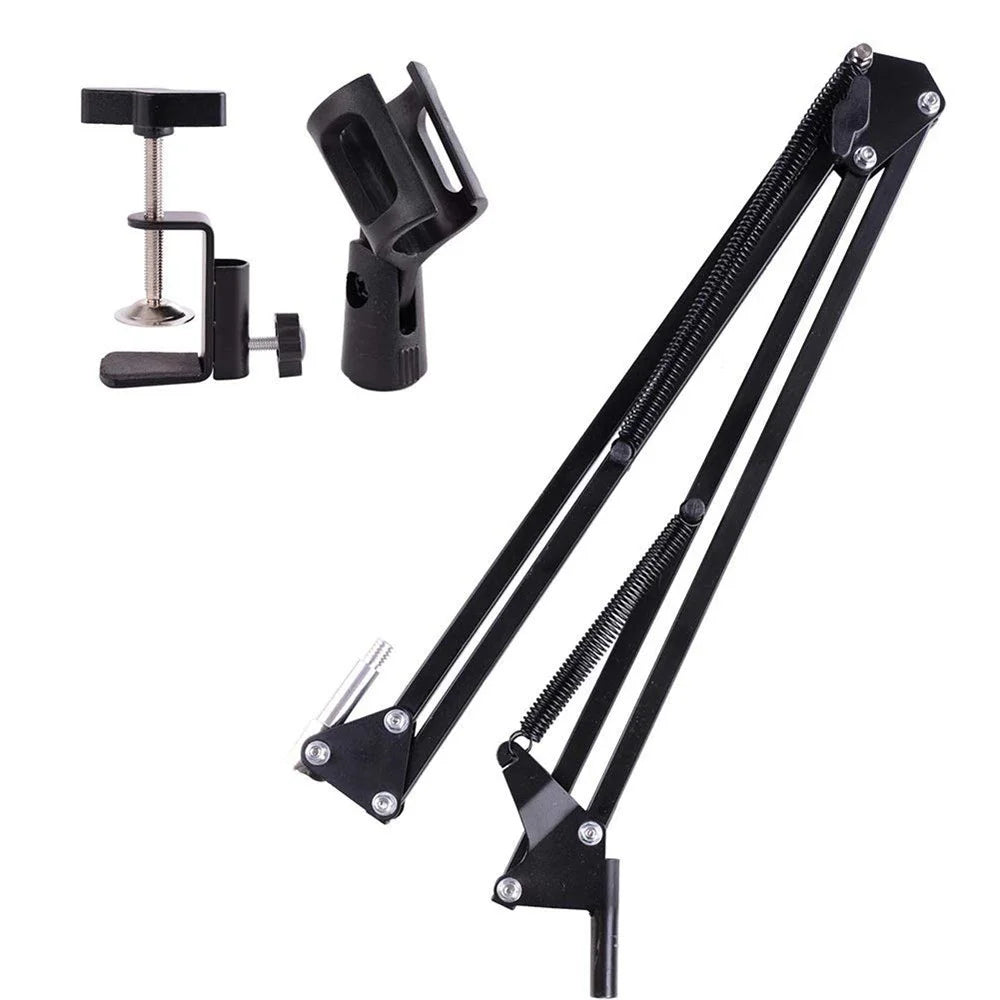 Extendable Recording Microphone Holder Suspension Boom Scissor Arm Stand with Mic Clip Table Mounting Clamp - 2