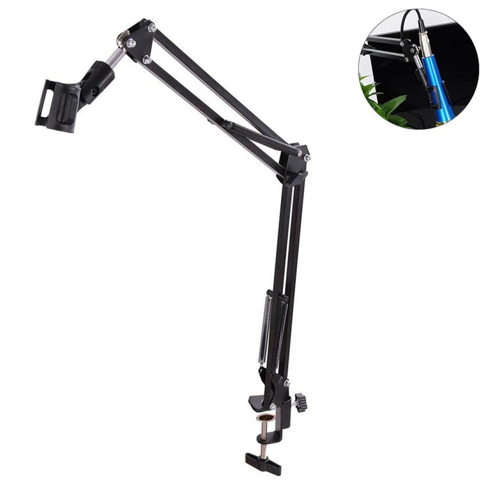 Extendable Recording Microphone Holder Suspension Boom Scissor Arm Stand with Mic Clip Table Mounting Clamp - 4