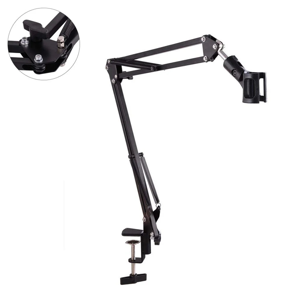 Extendable Recording Microphone Holder Suspension Boom Scissor Arm Stand with Mic Clip Table Mounting Clamp - 5