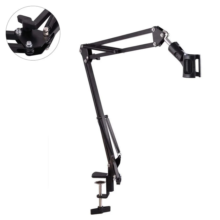 Extendable Recording Microphone Holder Suspension Boom Scissor Arm Stand with Mic Clip Table Mounting Clamp - 5