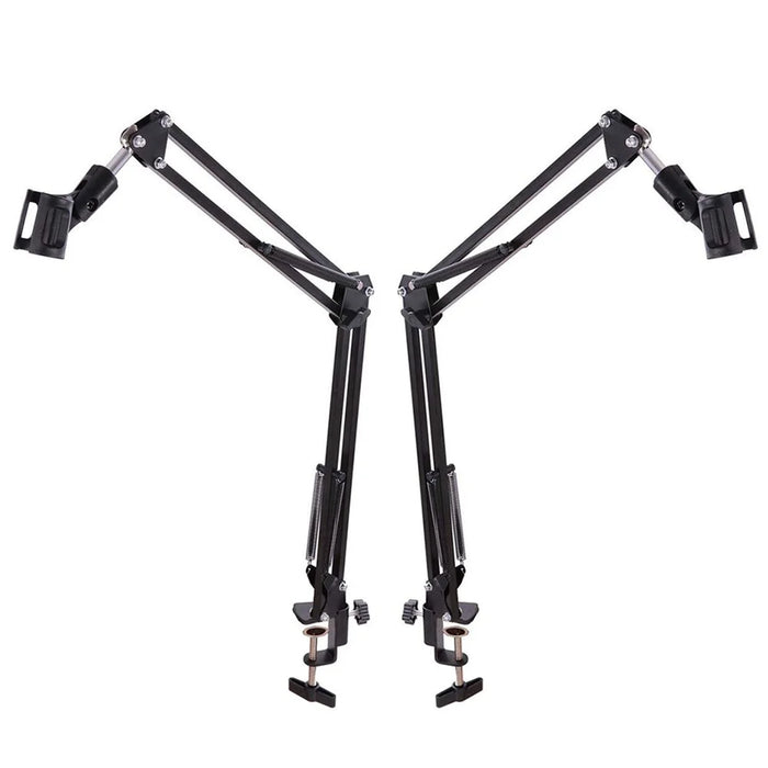 Extendable Recording Microphone Holder Suspension Boom Scissor Arm Stand with Mic Clip Table Mounting Clamp - 7