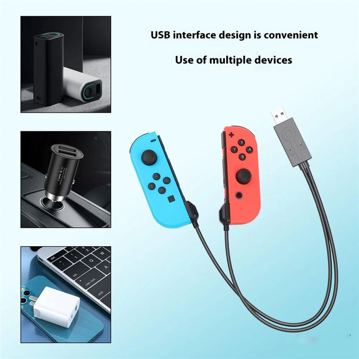 Charger Cable for Nintendo Switch OLED Joy-Con Controller 2 in 1 Gamepad USB Power Cord - 3