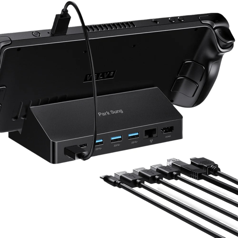 7 in 1 Type-C Hub Docking Station for Steam Deck 4K@60Hz HD, Gigabit Ethernet, PD 100W, 3xUSB3.0 Expansion Dock - 2