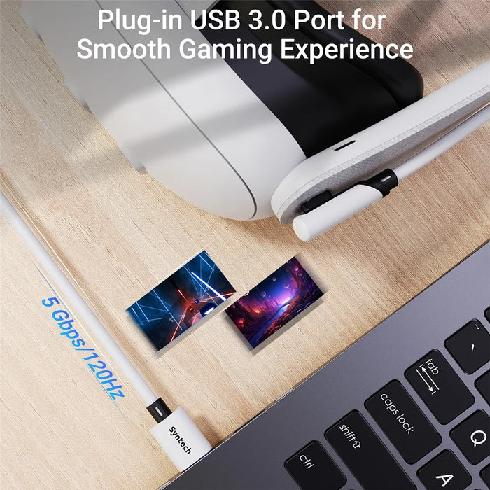 SYNTECH M32C1-5 5M VR Headset Charging Cable for Meta Quest 3S / 3 / 2 Fast Charging Cord 18W USB 3.0 - White - 7