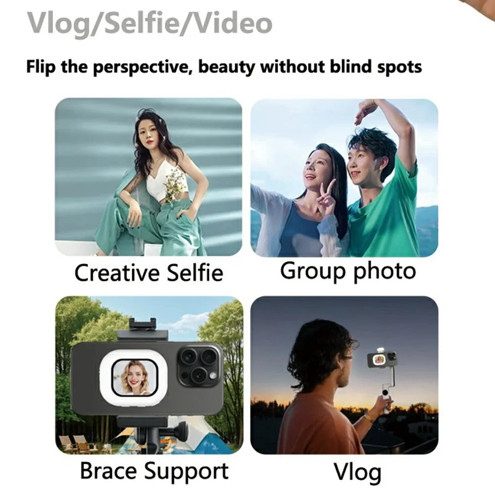 T3 Mini Wireless Phone Screen Mirroring Device Magnetic Selfie Camera Viewer for Android iOS - White - 4